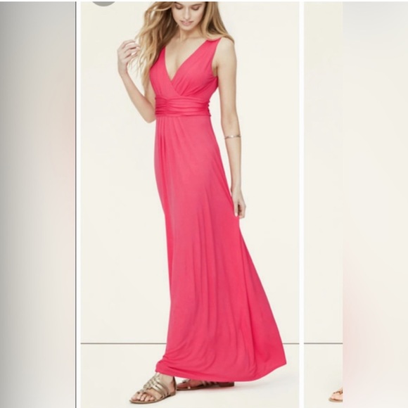 LOFT Coral Pink Comfortable Jersey Knit Empire Waist Maxi Dress, Petite Size M - Picture 1 of 12